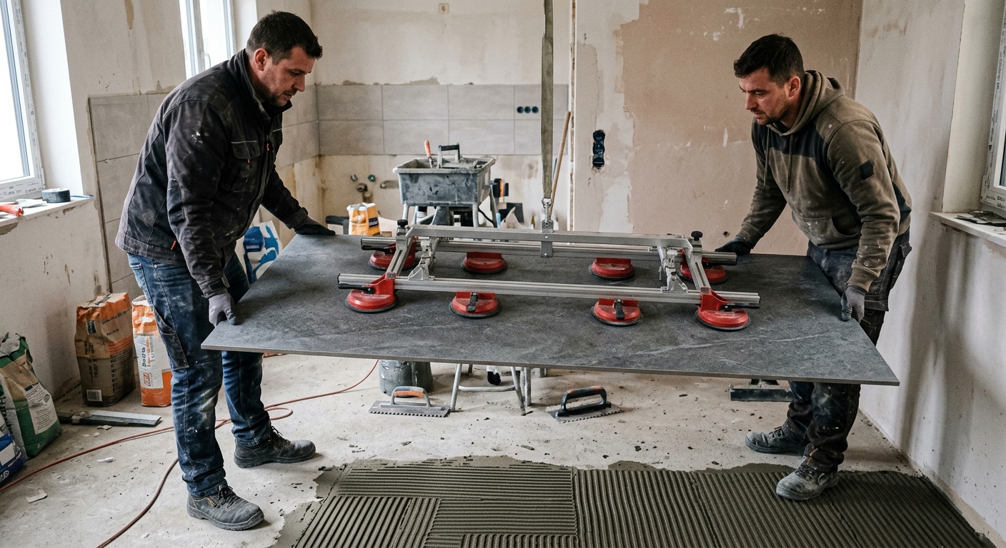 Manutention sécurisée de carrelage XXL